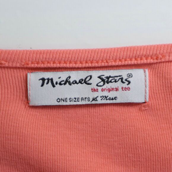 Michael Stars OS The Original Tee Scoop Neck Puff Sleeve Coral - Picture 7 of 8